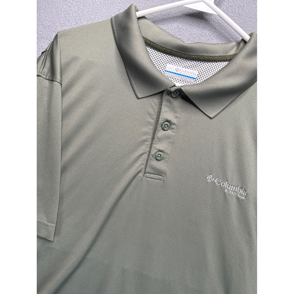 Columbia Polo Mens XL Green PFG Omni-Shade Performance Short Sleeve FM1038